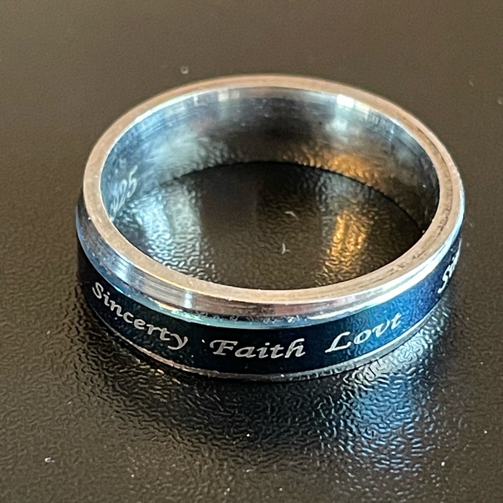 Blue silver sincerty faith love S925 silver ring